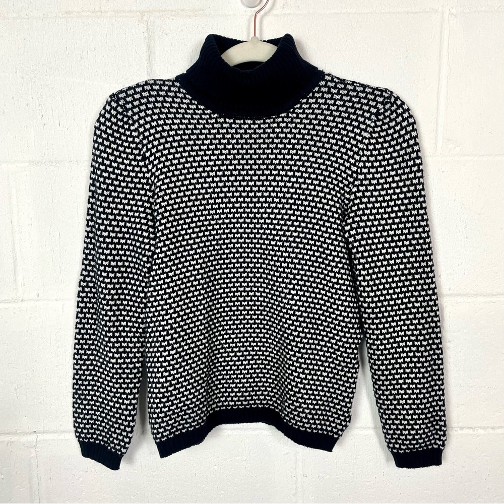 Karen Scott Turtleneck Sweater Black Birdseye Grannycore Preppy Twee Normcore PP